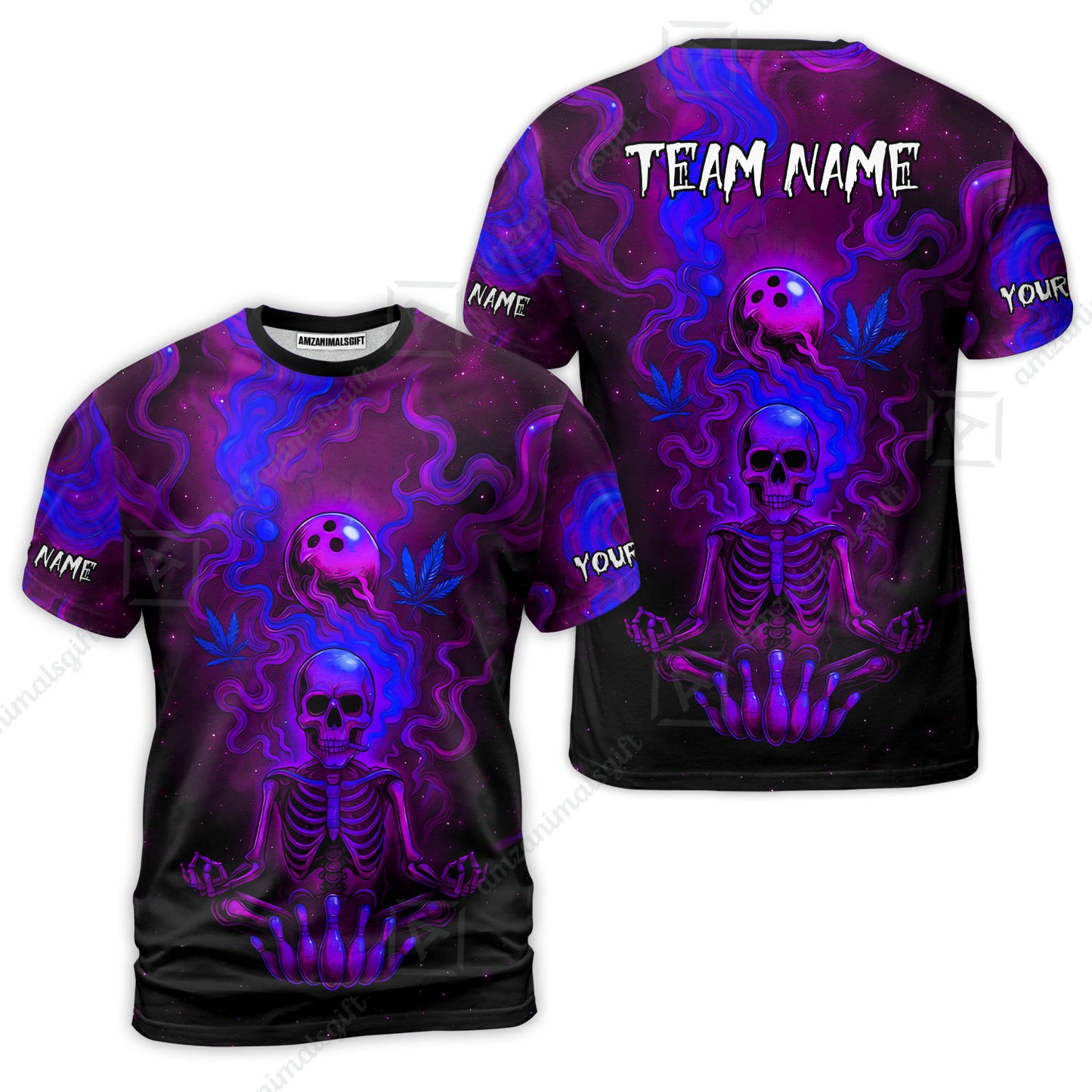Custom Bowling Team Unisex Polo Shirt, Neon Skull CNB Bowling Custom Shirt Featuring Personalized Name and Team Name