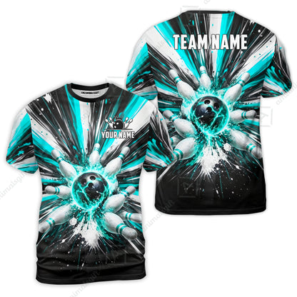 Custom Bowling Jersey Polo Shirt, Electric Burst Explosion, Custom Bowling Jersey Team Shirt For Players With Name and Team Name