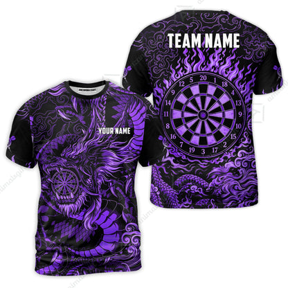 Custom Darts Jersey Polo Shirt, Dragon's Bullseye Darts, Custom Dart Jersey Team Shirt For Players With Name & Team Name