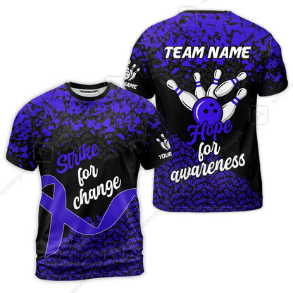 Custom Bowling Jersey Uniform Shirt, Bowling Strike For Change Team Shirt For Players With Name & Team Name