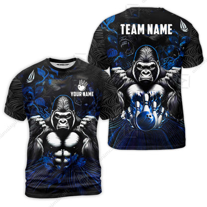 Custom Bowling Jersey Polo Shirt, Furious Gorilla Mascot, Custom Bowling Jersey Team Shirt For Players With Name & Team Name