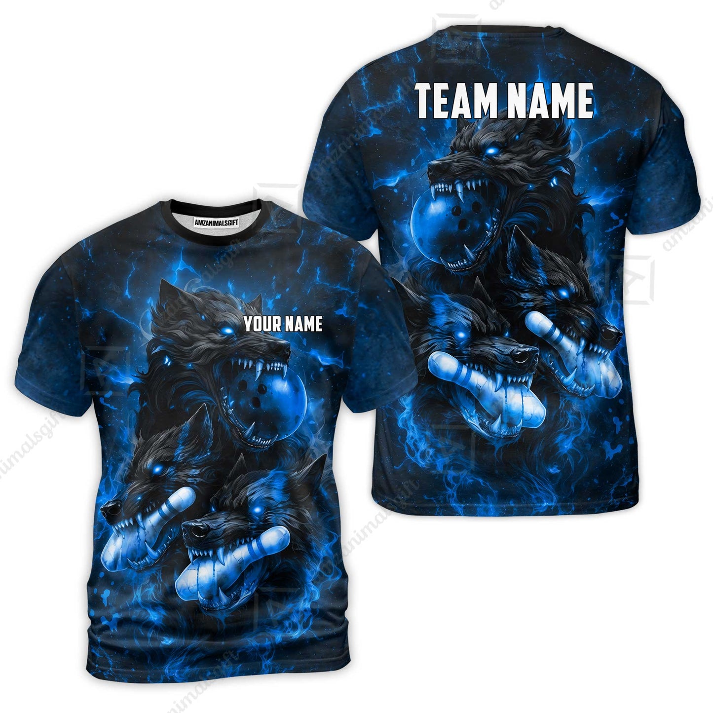 Custom Bowling Jersey Polo Shirt, Dark Fantasy Hellfire Werewolf, Custom Bowling Jersey Team Shirt For Players With Name & Team Name