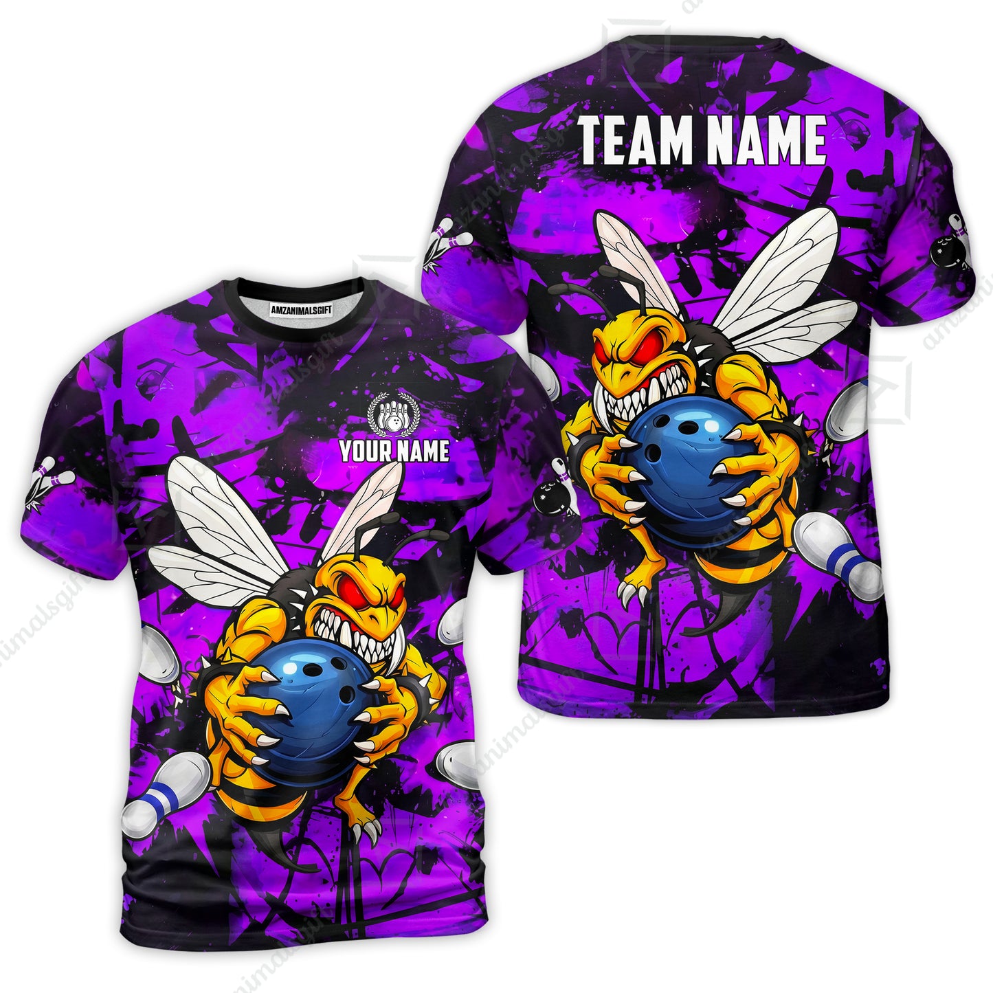 Custom Bowling Jersey Polo Shirt, The Wild Wasp Strike, Custom Bowling Jersey Team Shirt For Players With Name & Team Name
