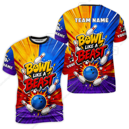 Custom Bowling Jersey Polo Shirt, Comic Pop Art Beast Mode Blast, Custom Bowling Jersey Team Shirt For Players With Name and Team Name