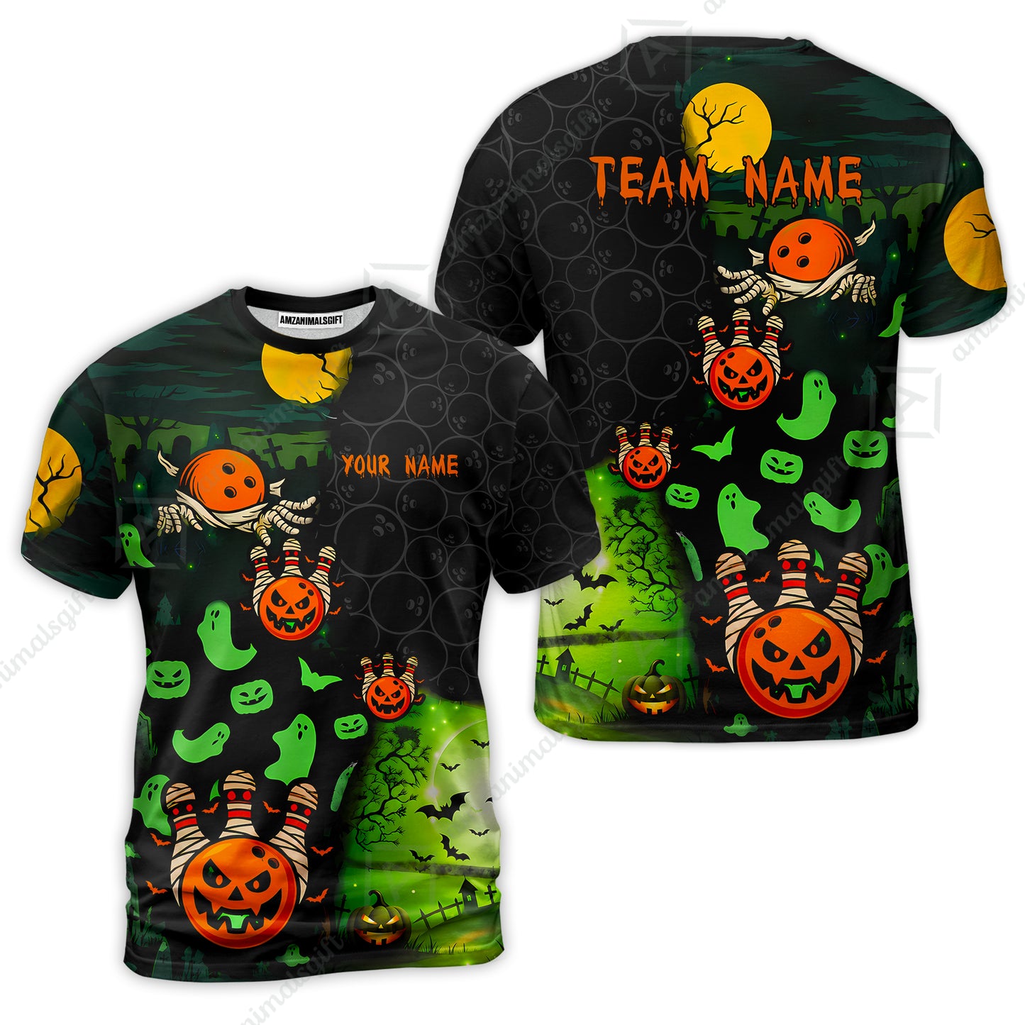 Customized Halloween Neon Ghost Bowling Jersey, Custom Name And Team Name For Bowlers