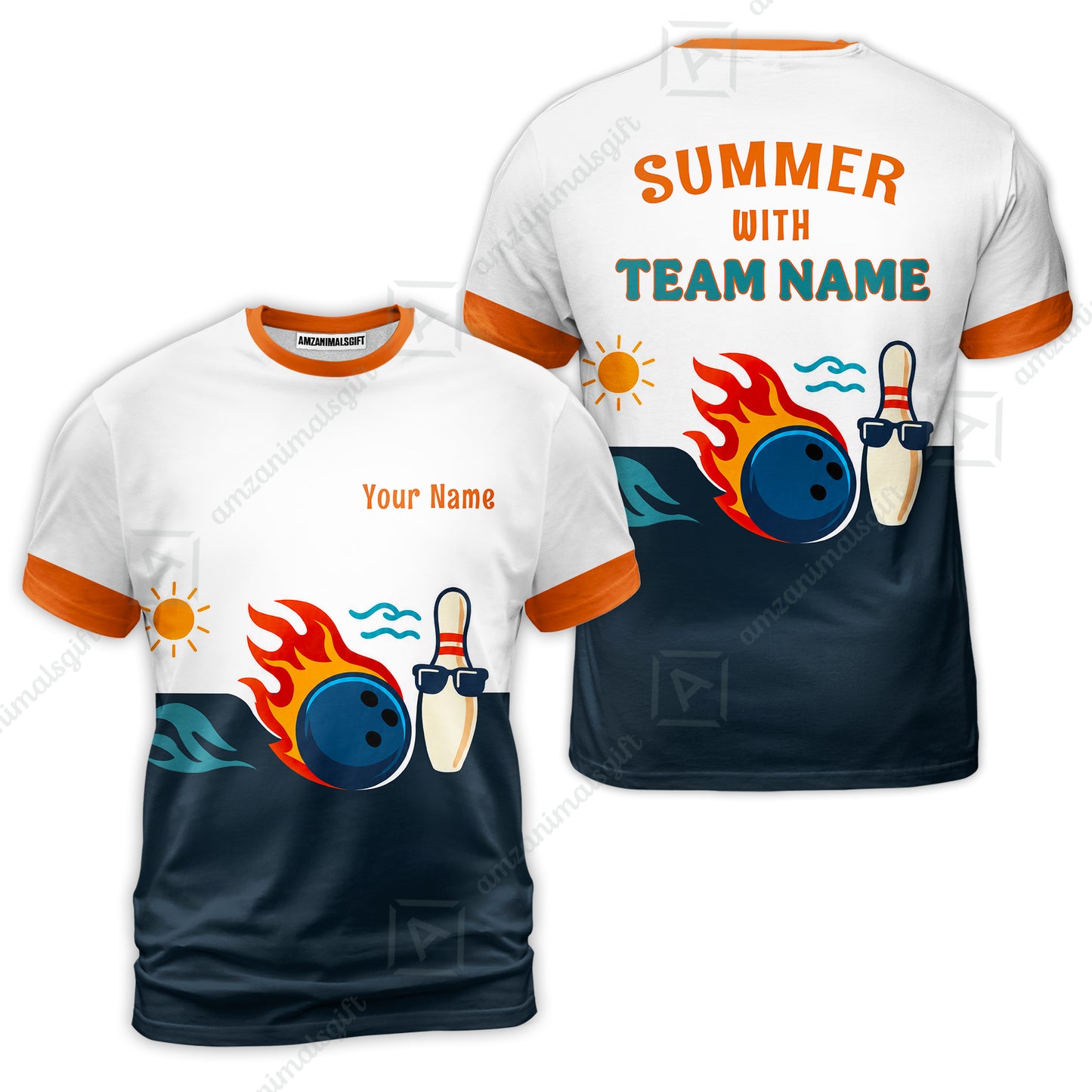 Custom Bowling Jersey Polo Shirt, Summer With The Fire, Custom Bowling Jersey Team Shirt For Players With Name and Team Name