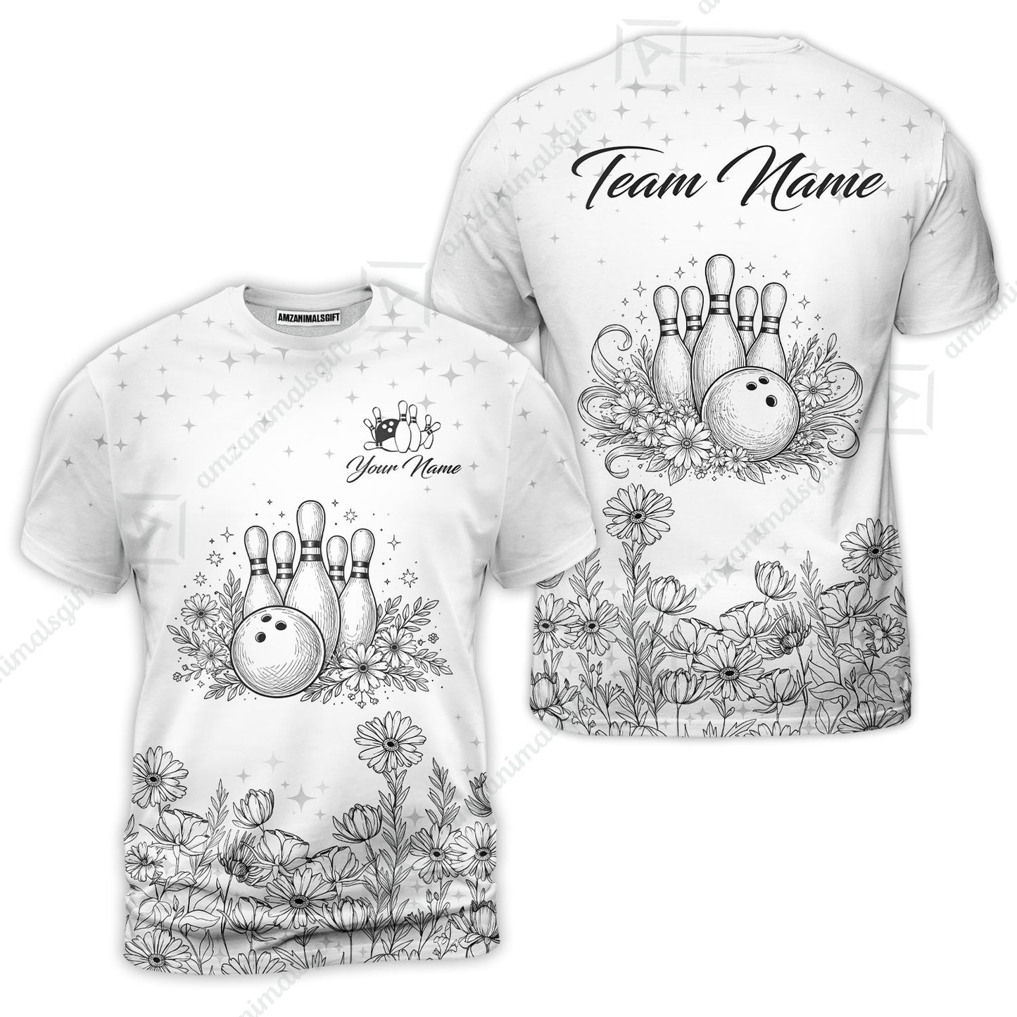 Custom Bowling Polo Shirt, Gerbera Flowers Bowling Custom Bowling Polo Team Shirt With Name & Team Name