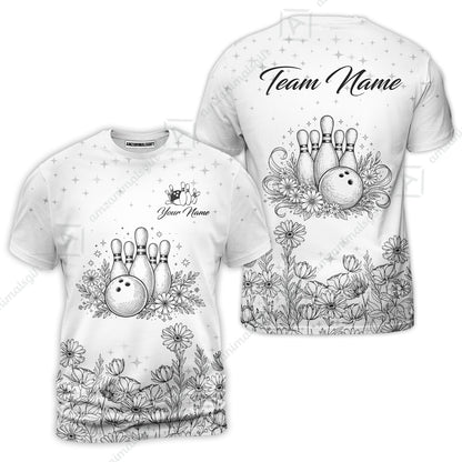 Custom Bowling Polo Shirt, Gerbera Flowers Bowling Custom Bowling Polo Team Shirt With Name & Team Name