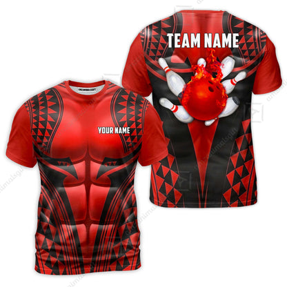 Custom Bowling Jersey Polo Shirt, Polynesian Strike, Custom Bowling Jersey Team Shirt For Players With Name & Team Name