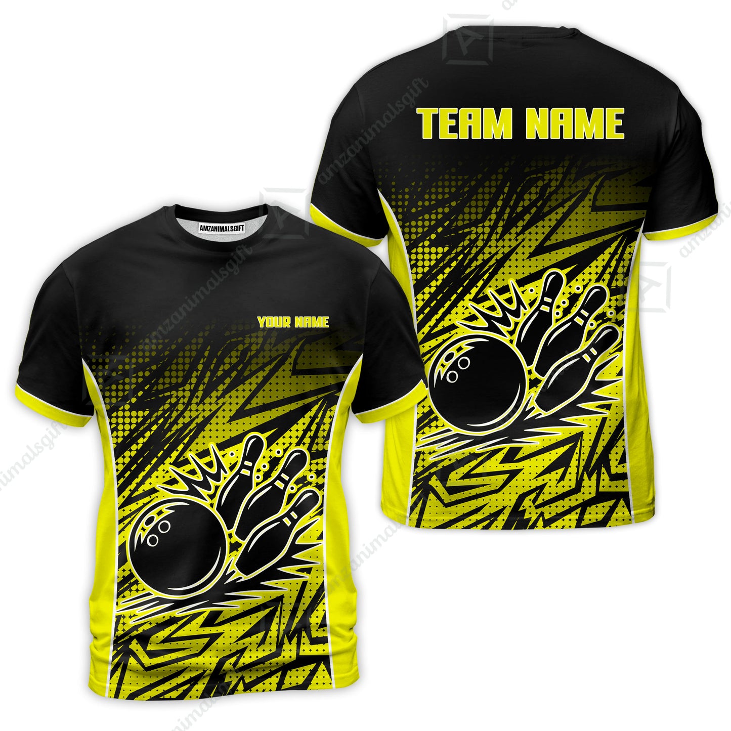 Customized Bowling Unisex Polo Shirt, Abstract Sameless Pattern Color Bowling Uniforms, Personalized Name And Team Name