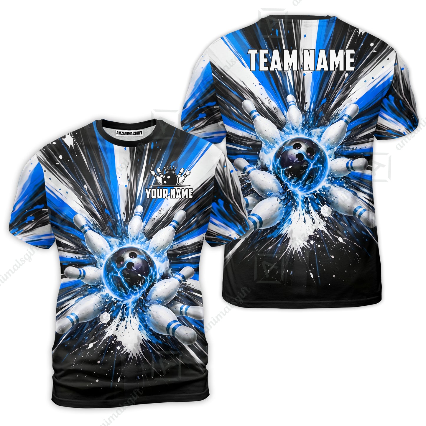 Custom Bowling Jersey Polo Shirt, Electric Burst Explosion, Custom Bowling Jersey Team Shirt For Players With Name and Team Name