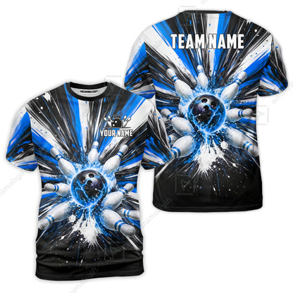 Custom Bowling Jersey Polo Shirt, Electric Burst Explosion, Custom Bowling Jersey Team Shirt For Players With Name and Team Name