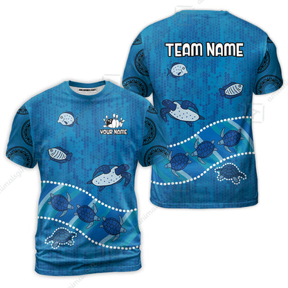 Custom Bowling Jersey Polo Shirt, Sea Turtle Bowling, Custom Bowling Jersey Team Shirt For Players With Name & Team Name