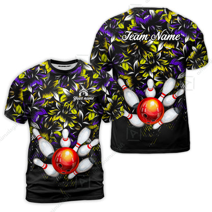 Custom Bowling Jersey Polo Shirt, Tropical Floral Bowling, Custom Bowling Jersey Team Shirt For Players With Name & Team Name