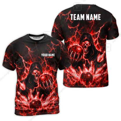 Custom Bowling Jersey Polo Shirt, Lightning Grim Reaper, Custom Bowling Jersey Team Shirt For Players With Name & Team Name