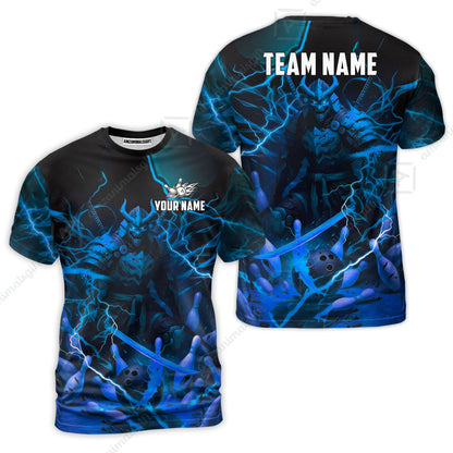 Custom Bowling Jersey Polo Shirt, Fiery Samurai Strike, Custom Bowling Jersey Team Shirt For Players With Name & Team Name