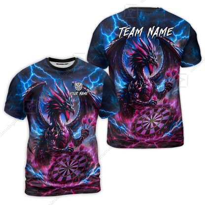 Custom Darts Jersey Polo Shirt, Dragon Fire Darts, Custom Dart Jersey Team Shirt For Players With Name & Team Name