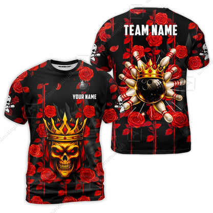 Custom Bowling Jersey Polo Shirt, Royal Skull Bowling, Custom Bowling Jersey Team Shirt For Players With Name & Team Name