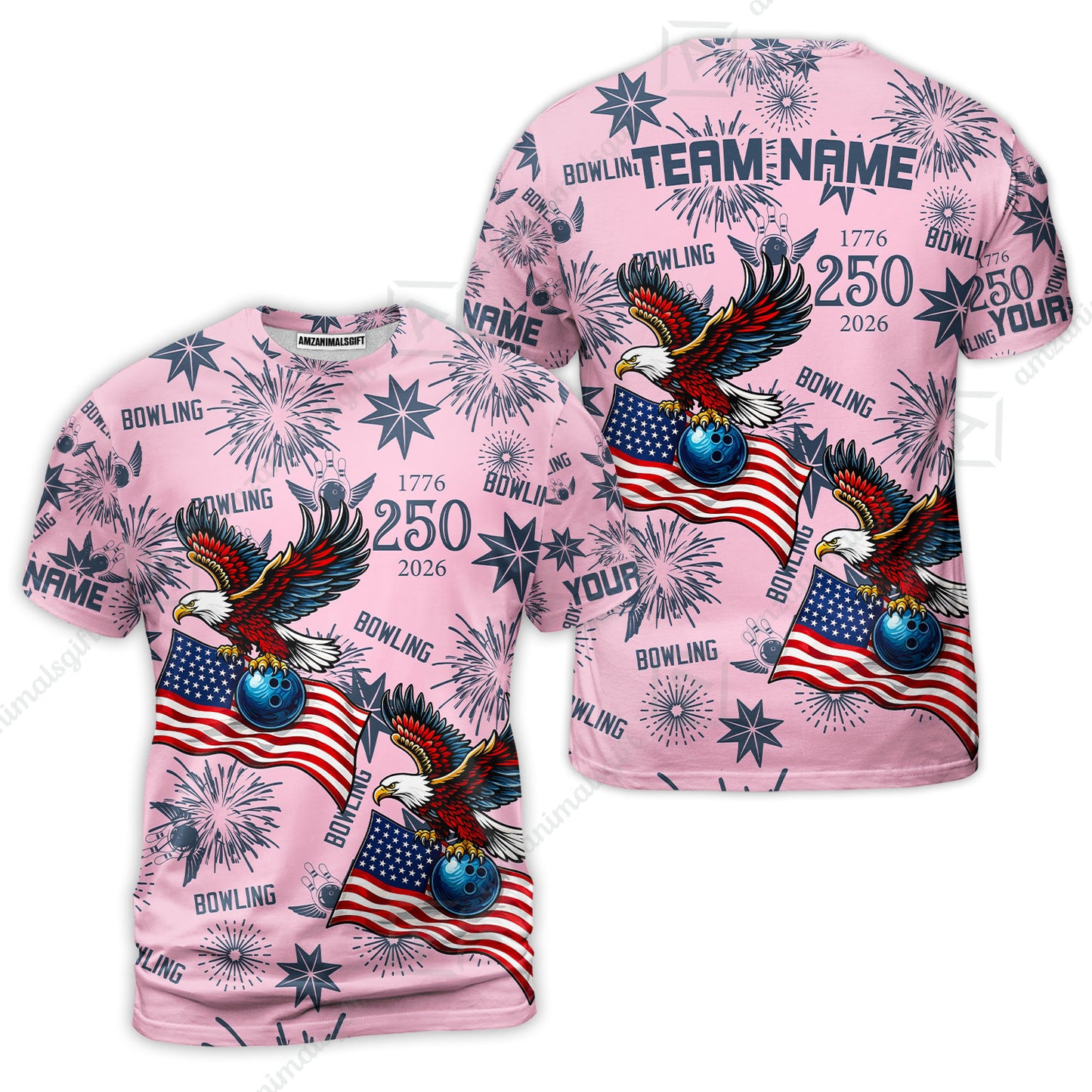 Custom Bowling Jersey Polo Shirt, USA 250 Years of Independence Bowling, Custom Bowling Jersey Team Shirt For Players With Name and Team Name