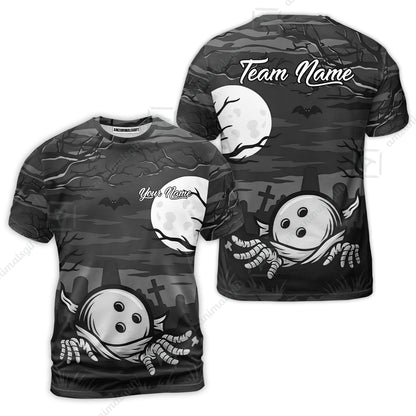 Customized Bowling Shirt, Bowling Halloween Mummy, Personalized Polo Shirt For Players With Name & Team Name