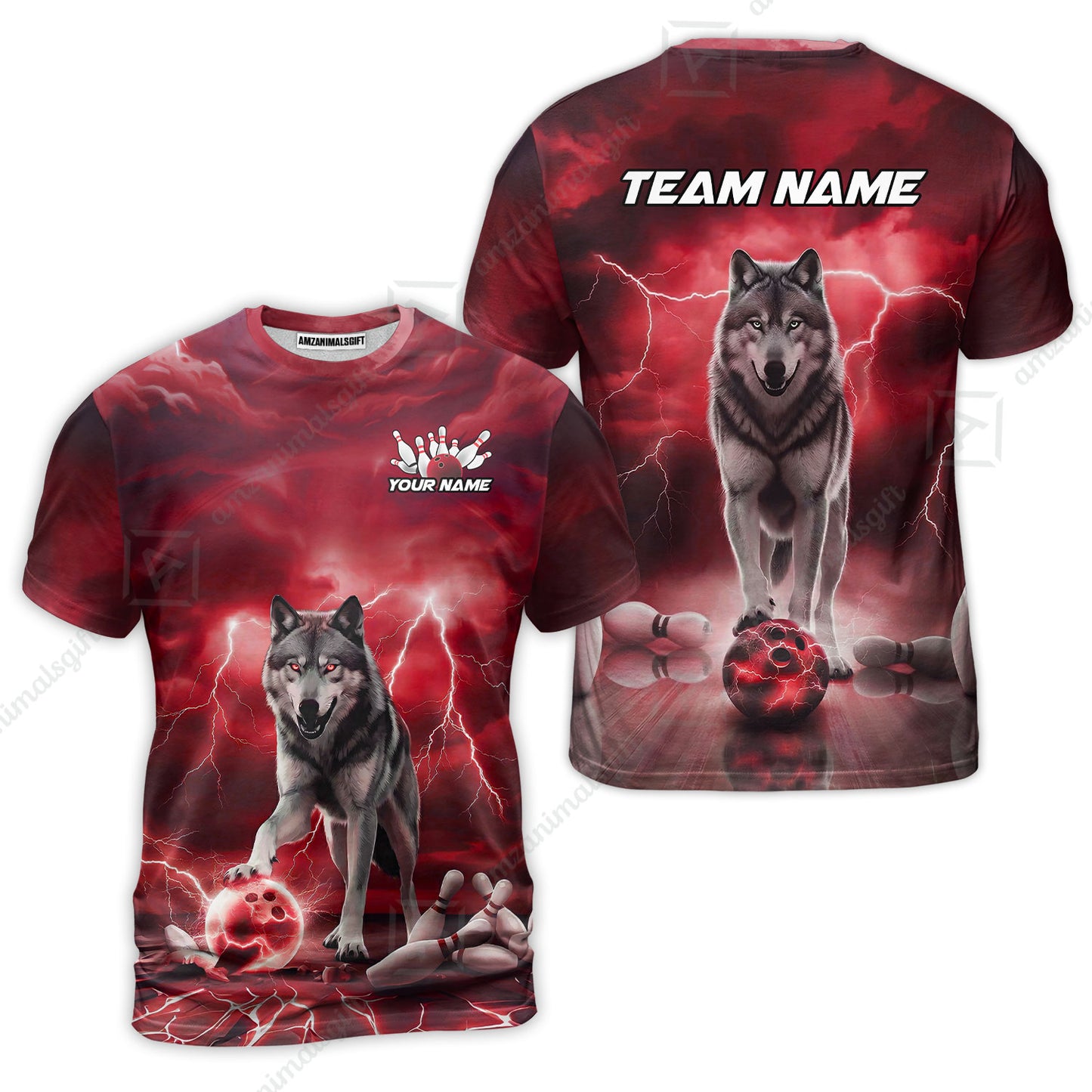 Custom Bowling Jersey Polo Shirt, Electric Wolf Bowling Custom Bowling Jersey Team Shirt For Players With Name & Team Name