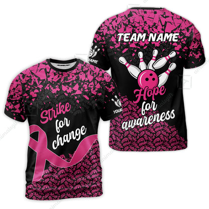 Custom Bowling Jersey Uniform Shirt, Bowling Strike For Change Team Shirt For Players With Name & Team Name