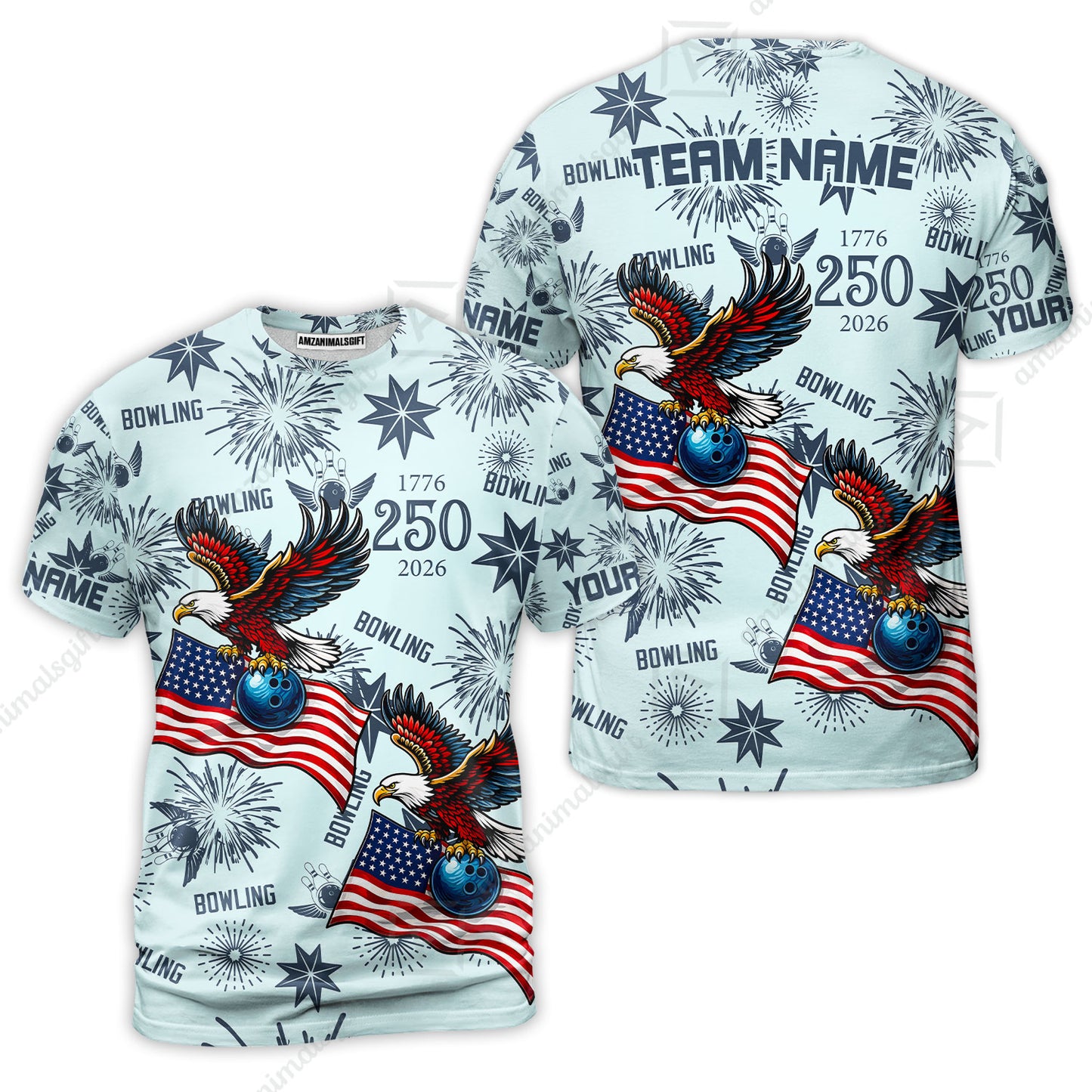 Custom Bowling Jersey Polo Shirt, USA 250 Years of Independence Bowling, Custom Bowling Jersey Team Shirt For Players With Name and Team Name