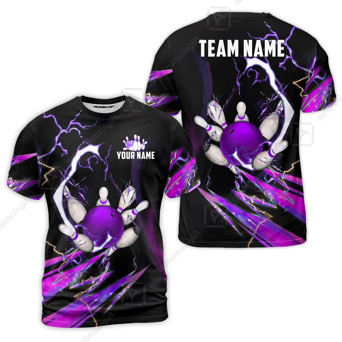 Custom Bowling Jersey Polo Shirt, Electric Strike & Neon Plasma, Custom Bowling Jersey Team Shirt For Players With Name & Team Name