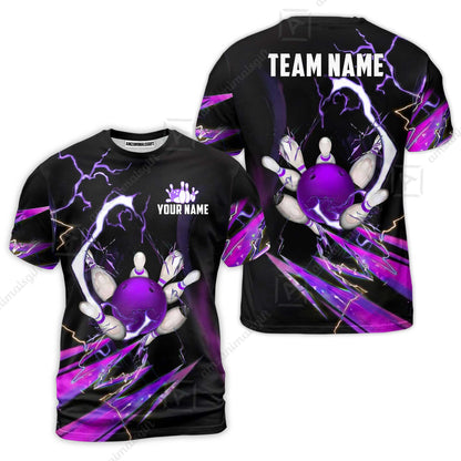 Custom Bowling Jersey Polo Shirt, Electric Strike & Neon Plasma, Custom Bowling Jersey Team Shirt For Players With Name & Team Name