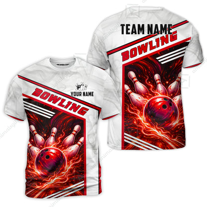 Custom Bowling Jersey Polo Shirt, Retro Racing & Fire Strike, Custom Bowling Jersey Team Shirt For Players With Name & Team Name