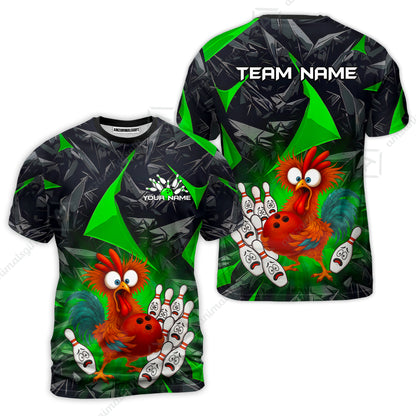 Custom Bowling Jersey Polo Shirt, Crazy Chicken Bowling Custom Bowling Jersey Team Shirt For Players With Name & Team Name