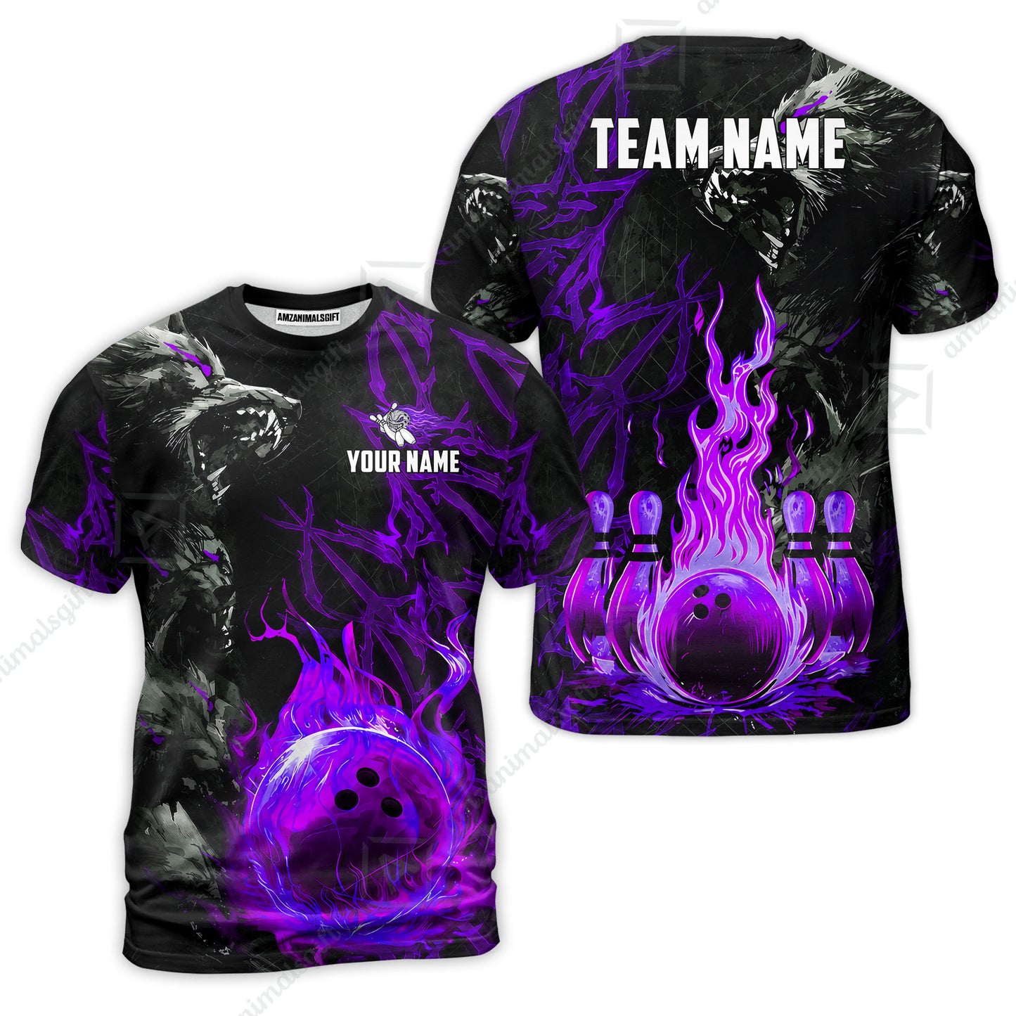 Custom Bowling Jersey Polo Shirt, Hellfire Werewolf & Crimson Strike, Custom Bowling Jersey Team Shirt For Players With Name & Team Name