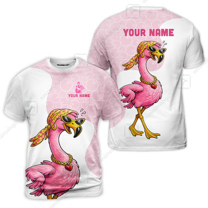 Custom Bowling Women Polo Shirt, Swag Flamingo Bowling Custom Bowling Polo Team Shirt For Players With Name & Team Name