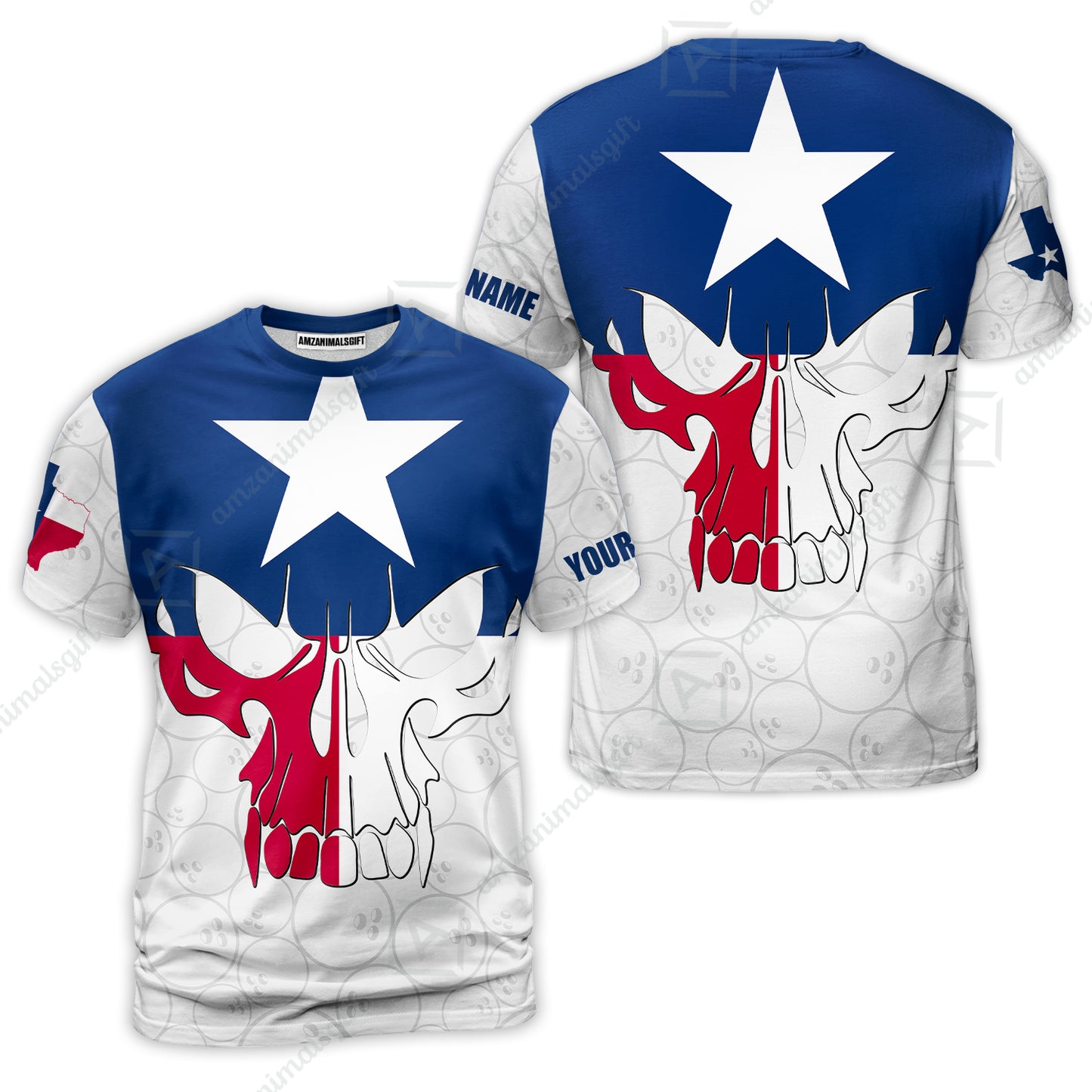 Custom Bowling Jersey Polo Shirt, Bowling Texas Flag Skull, Custom Bowling Jersey Team Shirt For Players With Name and Team Name