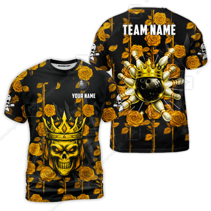 Custom Bowling Jersey Polo Shirt, Royal Skull Bowling, Custom Bowling Jersey Team Shirt For Players With Name & Team Name