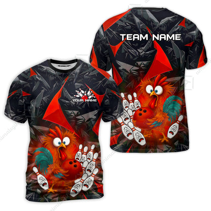 Custom Bowling Jersey Polo Shirt, Crazy Chicken Bowling Custom Bowling Jersey Team Shirt For Players With Name & Team Name
