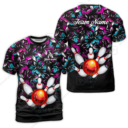 Custom Bowling Jersey Polo Shirt, Tropical Floral Bowling, Custom Bowling Jersey Team Shirt For Players With Name & Team Name