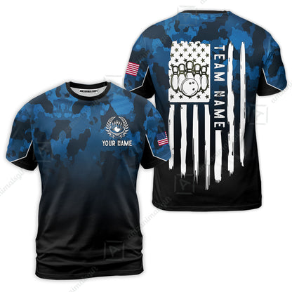 Custom Bowling Jersey Polo Shirt, Tactical Camo Patriotic Flag, Custom Bowling Jersey Team Shirt For Players With Name and Team Name