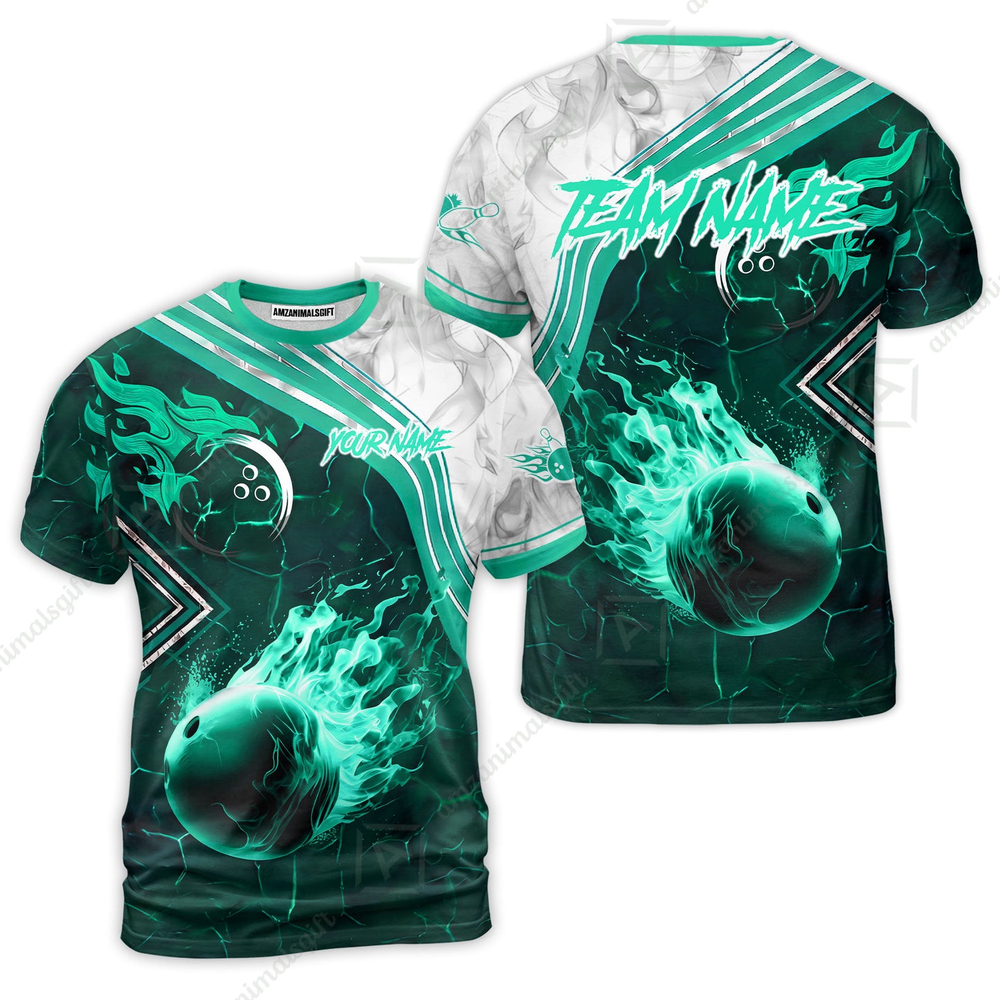 Customized Bowling Unisex Polo Shirt, Fire & Smoke Bowling Ball, Bowling Uniform - Personalized Name And Team Name