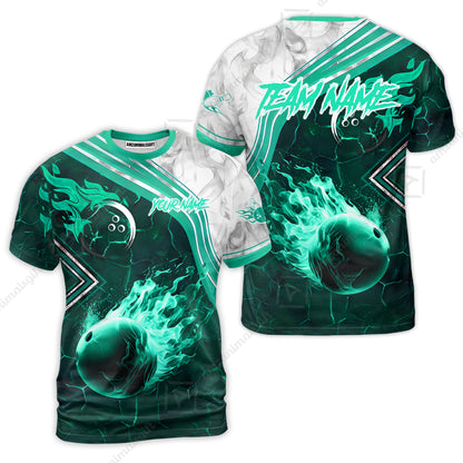 Customized Bowling Unisex Polo Shirt, Fire & Smoke Bowling Ball, Bowling Uniform - Personalized Name And Team Name