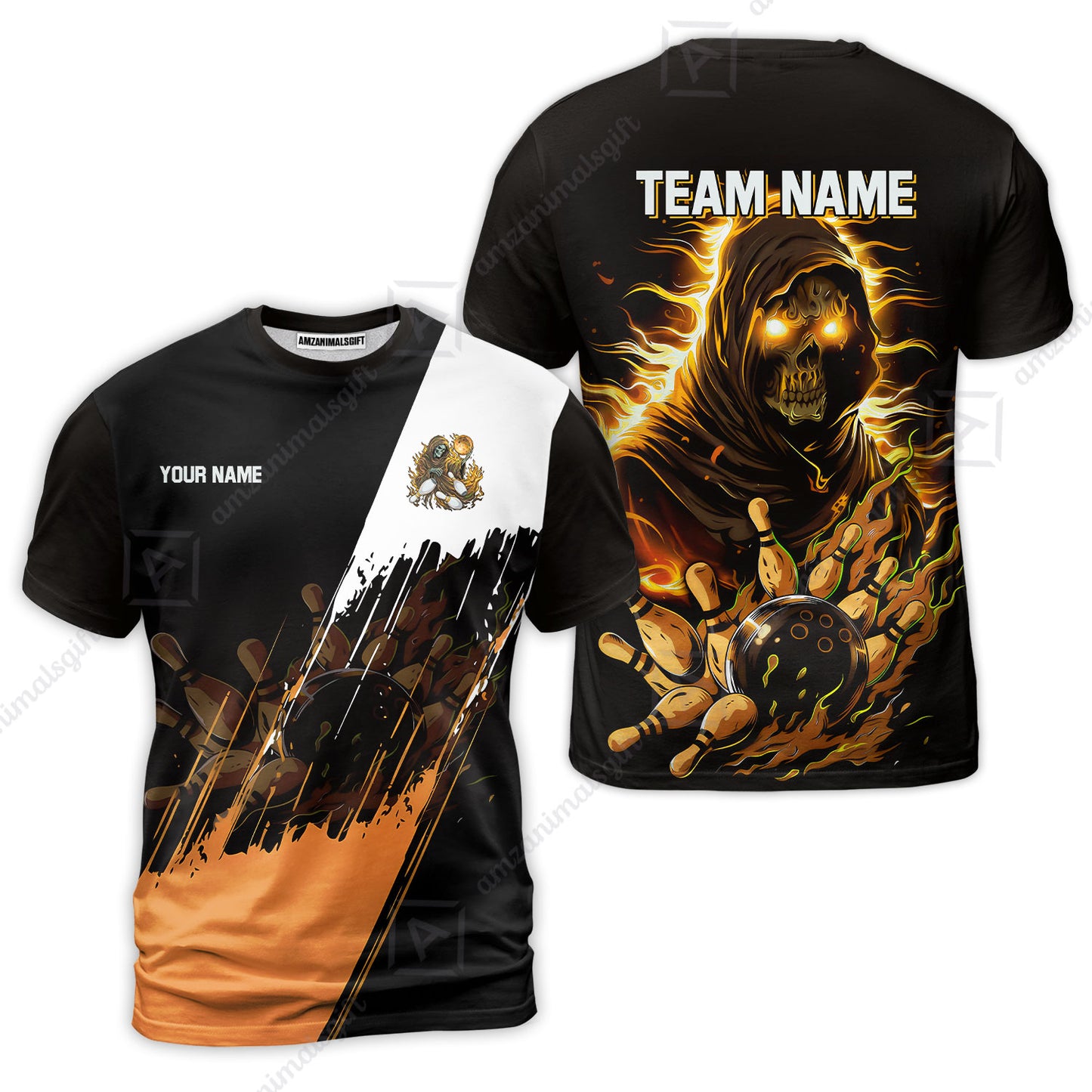 Custom Bowling Jersey Polo Shirt, Glow Reaper Bowling Custom Bowling Jersey Team Shirt For Players With Name & Team Name