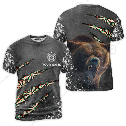 Darts Customized Name T-Shirt, Darts Paints Splash, Personalized Name Bear T-Shirt - Perfect Gift For Darts Lovers, Darts Players