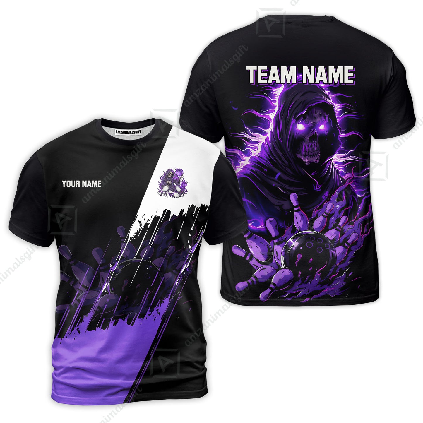 Custom Bowling Jersey Polo Shirt, Glow Reaper Bowling Custom Bowling Jersey Team Shirt For Players With Name & Team Name