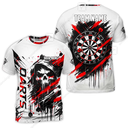 Custom Darts Jersey Polo Shirt, Grim Reaper Sketch Splatter, Custom Dart Jersey Team Shirt For Players With Name & Team Name