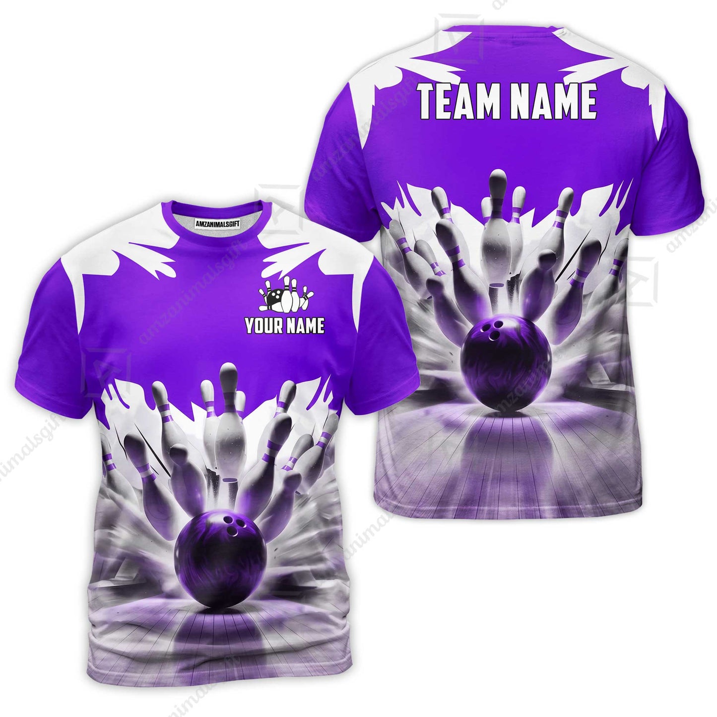 Custom Bowling Jersey Polo Shirt, Electric Marble Strike, Custom Bowling Jersey Team Shirt For Players With Name and Team Name