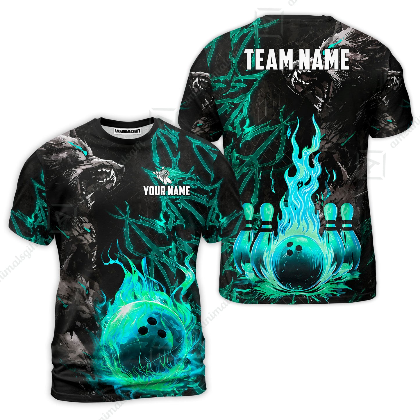 Custom Bowling Jersey Polo Shirt, Hellfire Werewolf & Crimson Strike, Custom Bowling Jersey Team Shirt For Players With Name & Team Name