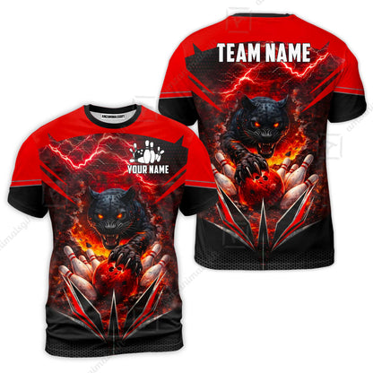 Custom Bowling Jersey Polo Shirt, Electric Panther Bowling, Personalized Name & Team Name