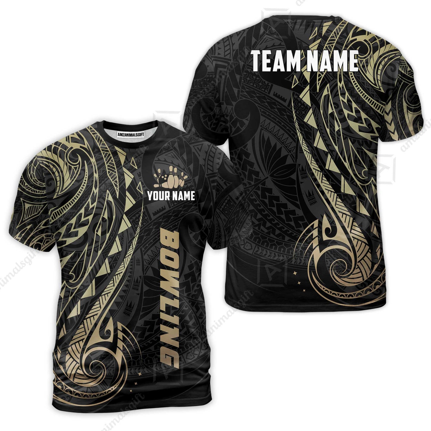 Custom Bowling Jersey Polo Shirt, Polynesian Maori Tribal Tattoo Bowling, Custom Bowling Jersey Team Shirt For Players With Name and Team Name
