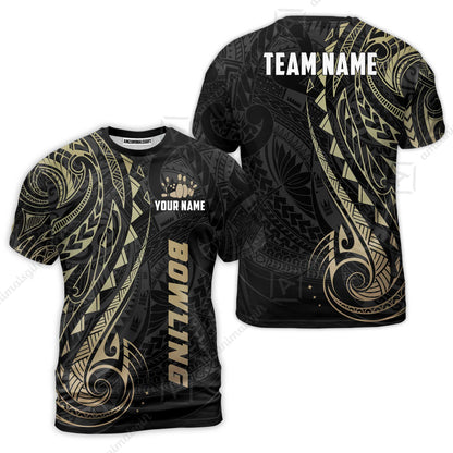 Custom Bowling Jersey Polo Shirt, Polynesian Maori Tribal Tattoo Bowling, Custom Bowling Jersey Team Shirt For Players With Name and Team Name