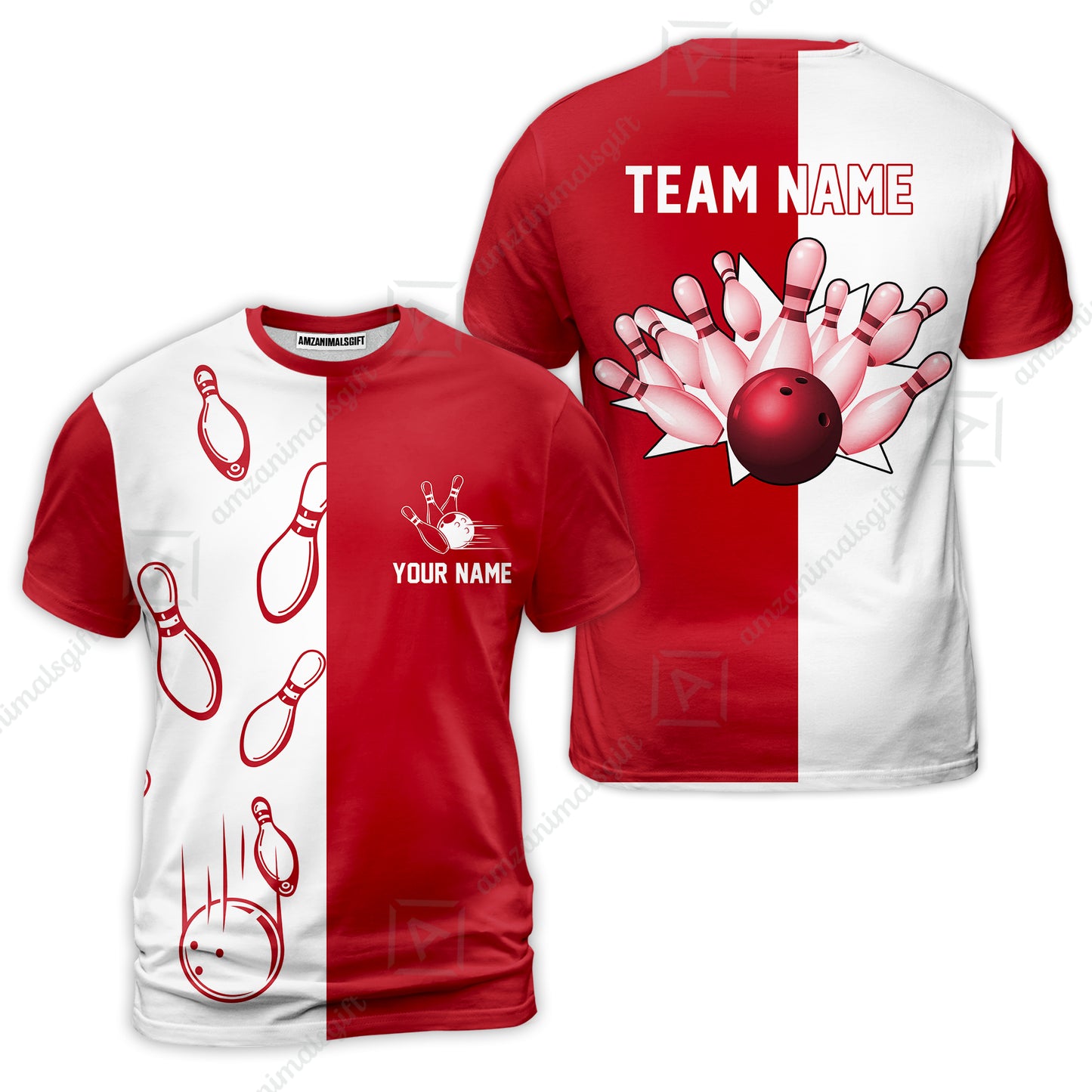 Custom Bowling Polo Shirts, Red And White Retro Vintage Bowling Polo Shirts For Men Custom Bowling Team Jerseys